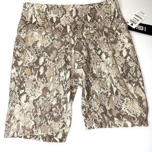 Ideology Snakeskin Print Bike Shorts in Organic Sand Size Small
